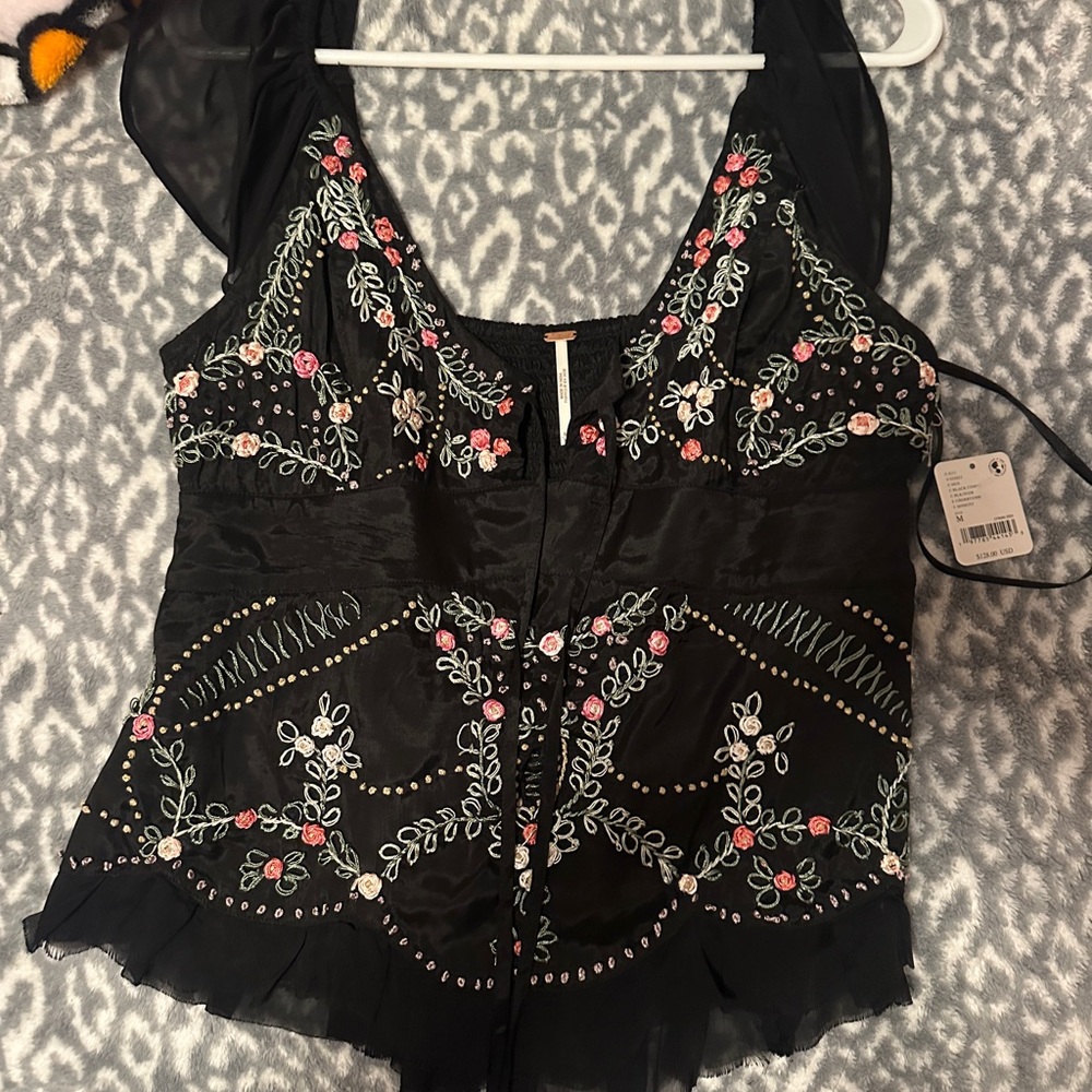 Free people cherry bomb embroidered top
